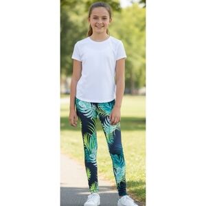 Old Navy Mid Rise Elevate Printed Go-Dry Performance Leggings Navy Palm Print L